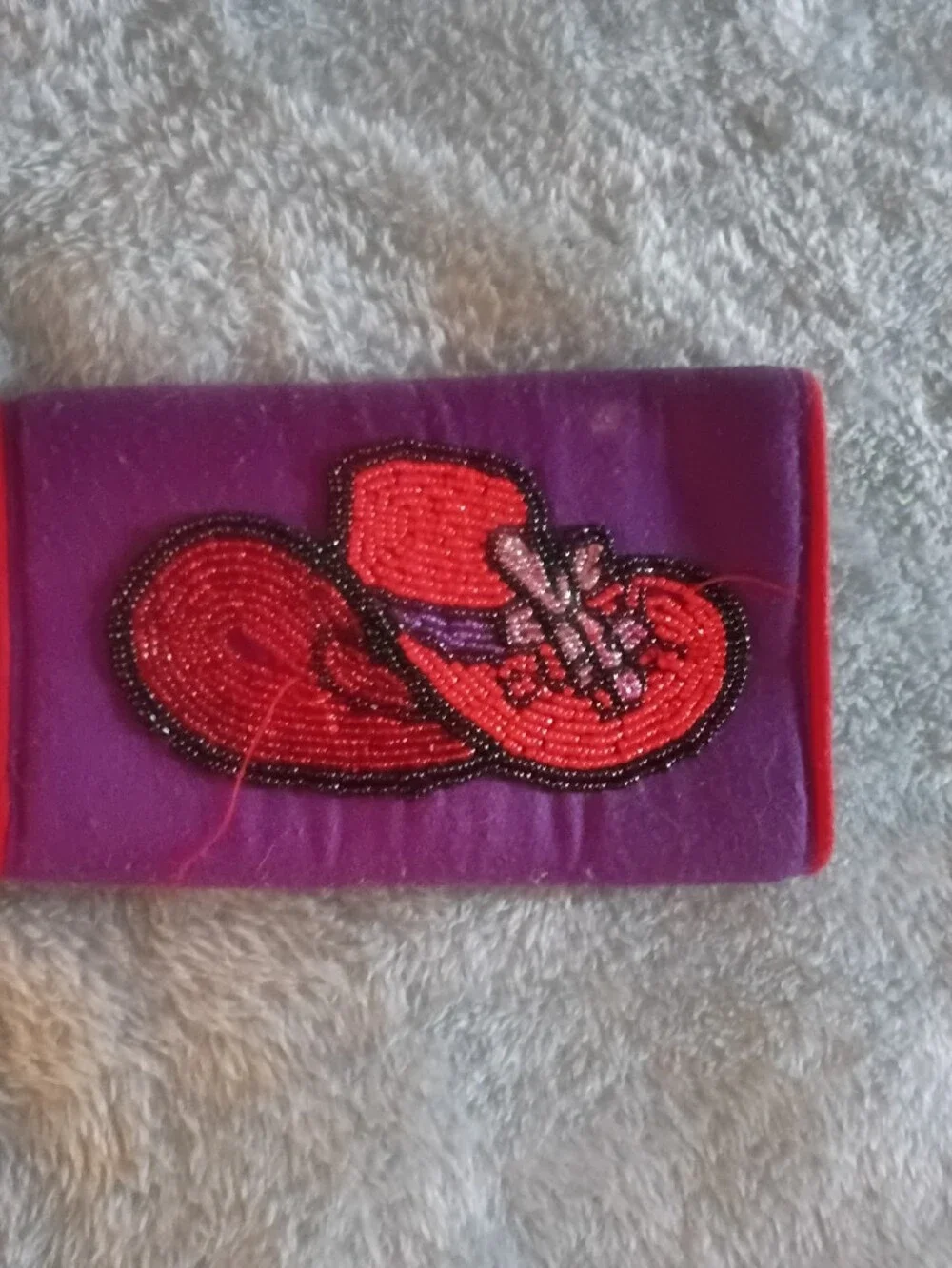 Red Hat Society Beaded Embellished Purple Wallet Card Holder